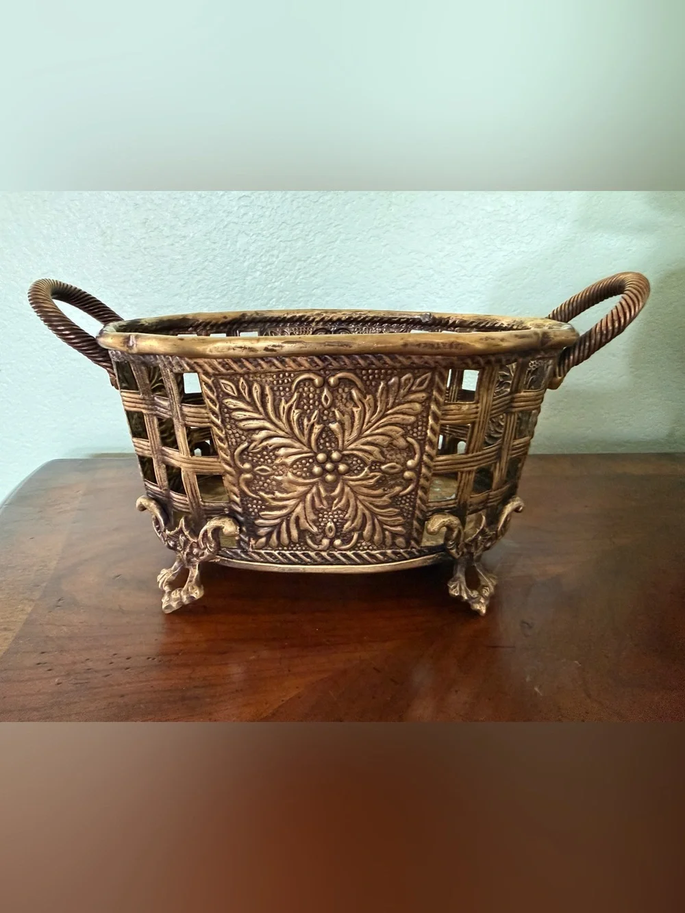 Decorative Brass Footed Vintage Planter
